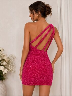 berlin nova homecoming dresses Berlinnova | | Nwt Sz 6 Berlinnova Fuchsia Hot Pink Sequined Mini Dress Formal Colour_white